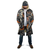 Black Palaka Hawaiian And Japanese Cloak Sakura Lei With Koi Fish - Polynesian Pride