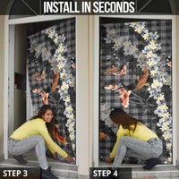 Black Palaka Hawaiian And Japanese Door Cover Sakura Lei With Koi Fish - Polynesian Pride