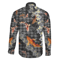 Black Palaka Hawaiian And Japanese Family Matching Puletasi and Hawaiian Shirt Sakura Lei With Koi Fish - Polynesian Pride