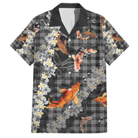 Black Palaka Hawaiian And Japanese Family Matching Summer Maxi Dress and Hawaiian Shirt Sakura Lei With Koi Fish - Polynesian Pride