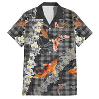 Black Palaka Hawaiian and Japanese Hawaiian Shirt - Sakura Lei With Koi Fish DT05 Black - Polynesian Pride