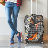 Black Palaka Hawaiian And Japanese Luggage Cover Sakura Lei With Koi Fish - Polynesian Pride