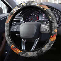 Black Palaka Hawaiian And Japanese Steering Wheel Cover Sakura Lei With Koi Fish - Polynesian Pride
