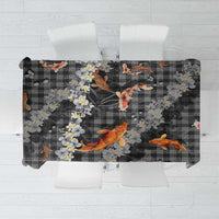 Black Palaka Hawaiian And Japanese Tablecloth Sakura Lei With Koi Fish - Polynesian Pride