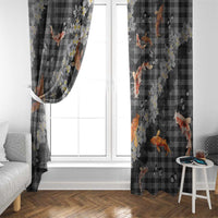 Black Palaka Hawaiian And Japanese Window Curtain Sakura Lei With Koi Fish - Polynesian Pride