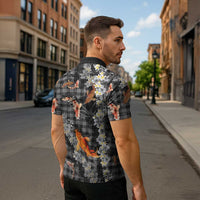Black Palaka Hawaiian And Japanese Zipper Polo Shirt Sakura Lei With Koi Fish DT05 - Polynesian Pride