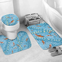 Blue Palaka Hawaiian And Japanese Bathroom Set Sakura Lei With Koi Fish - Polynesian Pride
