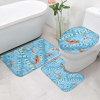 Blue Palaka Hawaiian And Japanese Bathroom Set Sakura Lei With Koi Fish - Polynesian Pride