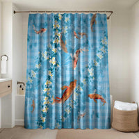 Blue Palaka Hawaiian And Japanese Bathroom Set Sakura Lei With Koi Fish - Polynesian Pride