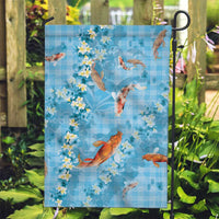 Blue Palaka Hawaiian And Japanese Garden Flag Sakura Lei With Koi Fish - Polynesian Pride