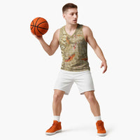 Beige Palaka Hawaiian And Japanese Basketball Jersey Sakura Lei With Koi Fish DT05 - Polynesian Pride
