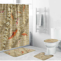 Beige Palaka Hawaiian And Japanese Bathroom Set Sakura Lei With Koi Fish - Polynesian Pride