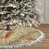 Beige Palaka Hawaiian And Japanese Tree Skirt Sakura Lei With Koi Fish - Polynesian Pride