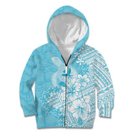 Hawaii Kanaka Maoli Kid Hoodie Polynesian Turtle Tattoo DT05 Zip Hoodie Blue - Polynesian Pride