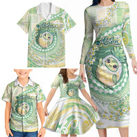 Hawaii Pineapple Family Matching Long Sleeve Bodycon Dress and Hawaiian Shirt Cute Cosplay Turtle Plumeria Spiral