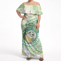 Hawaii Pineapple Off Shoulder Maxi Dress Cute Cosplay Turtle Plumeria Spiral