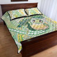 Hawaii Pineapple Quilt Bed Set Cute Cosplay Turtle Plumeria Spiral
