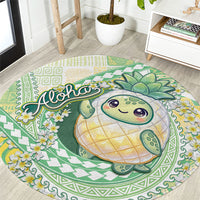 Hawaii Pineapple Round Carpet Cute Cosplay Turtle Plumeria Spiral