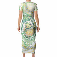 Hawaii Pineapple Short Sleeve Bodycon Dress Cute Cosplay Turtle Plumeria Spiral