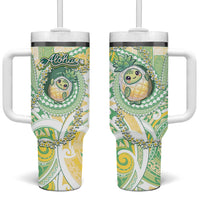 Hawaii Pineapple Tumbler With Handle Cute Cosplay Turtle Plumeria Spiral