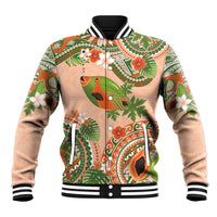 Hawaii Papaya Baseball Jacket Cute Cosplay Humuhumu Fish Plumeria Waves