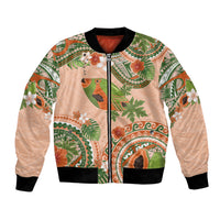 Hawaii Papaya Bomber Jacket Cute Cosplay Humuhumu Fish Plumeria Waves