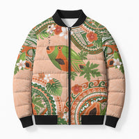 Hawaii Papaya Bomber Puffer Jacket Cute Cosplay Humuhumu Fish Plumeria Waves