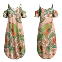 Hawaii Papaya Couples Matching Summer Maxi Dress and Long Sleeve Button Shirt Cute Cosplay Humuhumu Fish Plumeria Waves