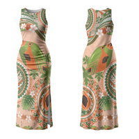 Hawaii Papaya Couples Matching Tank Maxi Dress and Hawaiian Shirt Cute Cosplay Humuhumu Fish Plumeria Waves