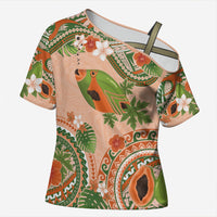 Hawaii Papaya Cross Shoulder Shirt Cute Cosplay Humuhumu Fish Plumeria Waves