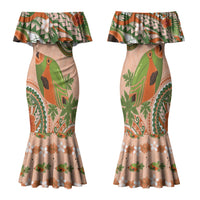 Hawaii Papaya Family Matching Mermaid Dress and Hawaiian Shirt Cute Cosplay Humuhumu Fish Plumeria Waves
