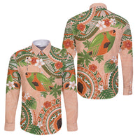 Hawaii Papaya Family Matching Off The Shoulder Long Sleeve Dress and Hawaiian Shirt Cute Cosplay Humuhumu Fish Plumeria Waves