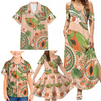 Hawaii Papaya Family Matching Summer Maxi Dress and Hawaiian Shirt Cute Cosplay Humuhumu Fish Plumeria Waves
