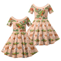 Hawaii Papaya Family Matching Tank Maxi Dress and Hawaiian Shirt Cute Cosplay Humuhumu Fish Plumeria Waves