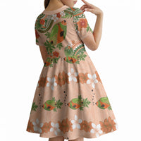 Hawaii Papaya Kid Short Sleeve Dress Cute Cosplay Humuhumu Fish Plumeria Waves