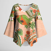 Hawaii Papaya Kimono Sleeve Blouse Cute Cosplay Humuhumu Fish Plumeria Waves