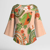 Hawaii Papaya Kimono Sleeve Blouse Cute Cosplay Humuhumu Fish Plumeria Waves