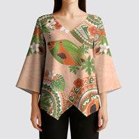 Hawaii Papaya Kimono Sleeve Blouse Cute Cosplay Humuhumu Fish Plumeria Waves