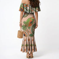 Hawaii Papaya Mermaid Dress Cute Cosplay Humuhumu Fish Plumeria Waves