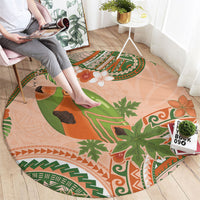 Hawaii Papaya Round Carpet Cute Cosplay Humuhumu Fish Plumeria Waves