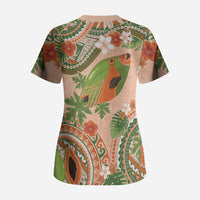 Hawaii Papaya Scrub Top Cute Cosplay Humuhumu Fish Plumeria Waves