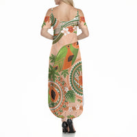 Hawaii Papaya Summer Maxi Dress Cute Cosplay Humuhumu Fish Plumeria Waves