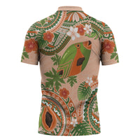 Hawaii Papaya Zipper Polo Shirt Cute Cosplay Humuhumu Fish Plumeria Waves