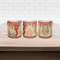 Tonga Language Week Ceramic Mug Tribal Cross Ngatu Floral Pattern