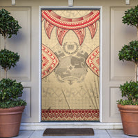 Tonga Language Week Door Cover Tribal Cross Ngatu Floral Pattern