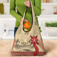 Tonga Language Week Grocery Bag Tribal Cross Ngatu Floral Pattern