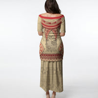 Tonga Language Week Puletasi Tribal Cross Ngatu Floral Pattern