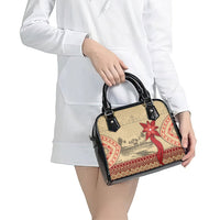 Tonga Language Week Shoulder Handbag Tribal Cross Ngatu Floral Pattern