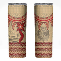 Tonga Language Week Skinny Tumbler Tribal Cross Ngatu Floral Pattern
