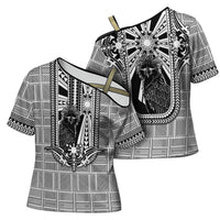 Mabuhay Philippines Festival Cross Shoulder Shirt Philippine Eagle Sun Three Stars Barong Pattern